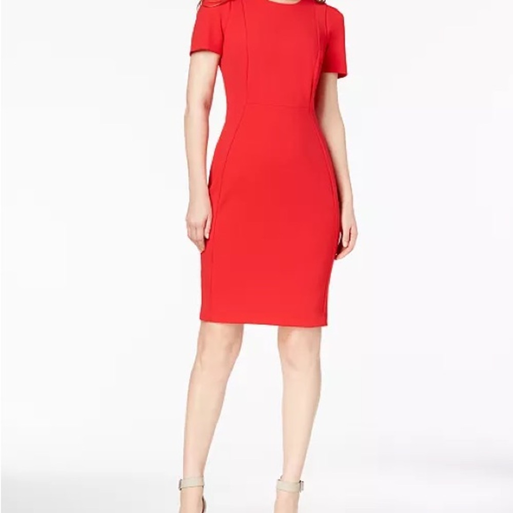 Calvin Klein Seamed Scuba Crepe Sheath Dress